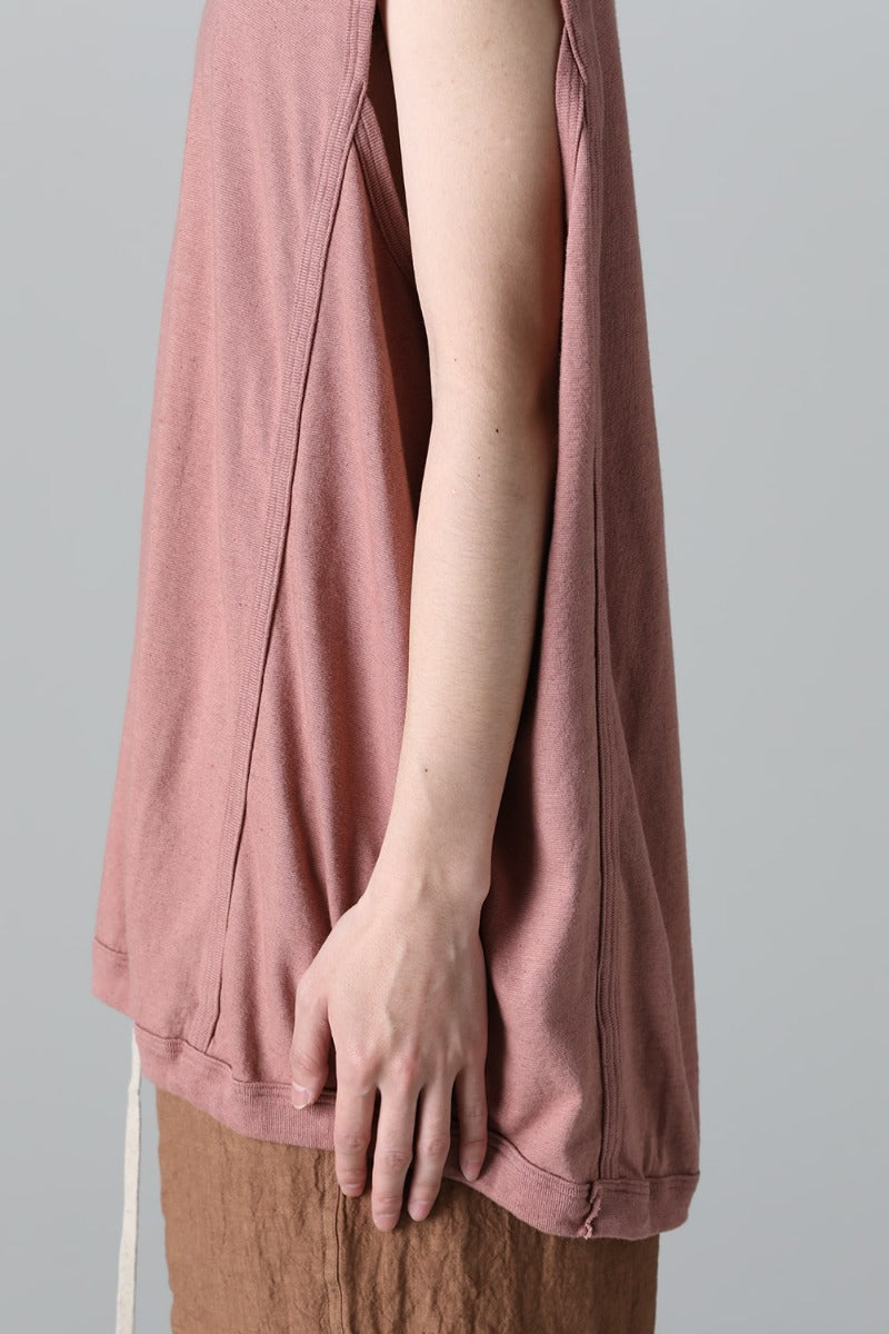 SLEEVELESS TEE Cotton Hemp Jersey OLD PINK