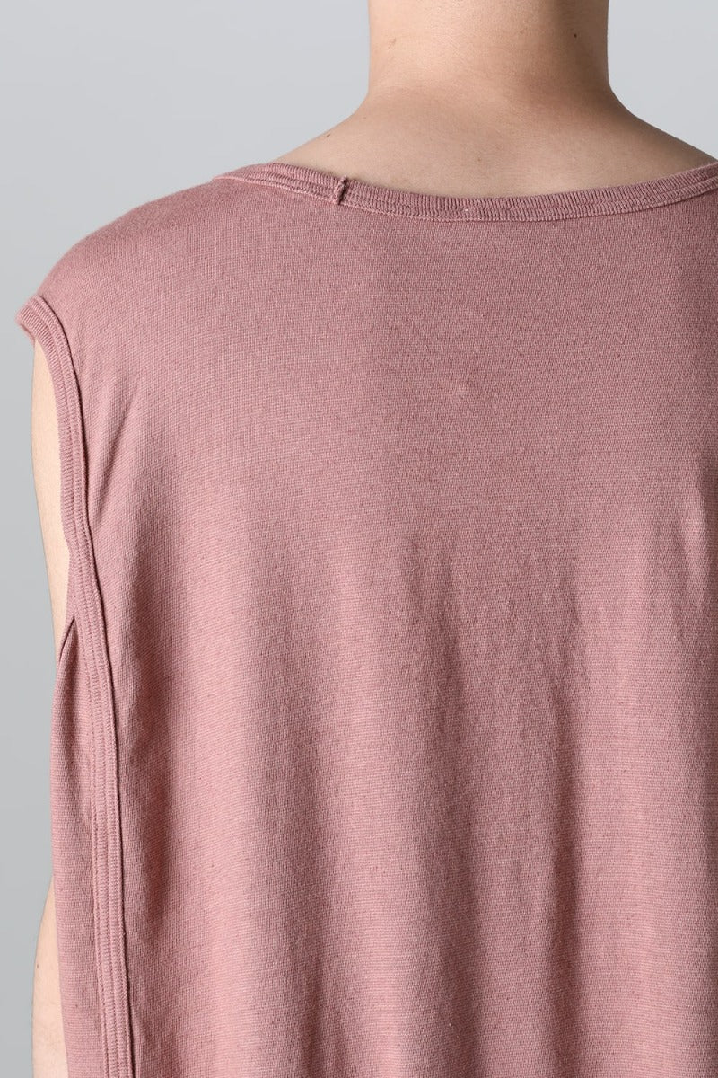 SLEEVELESS TEE Cotton Hemp Jersey OLD PINK