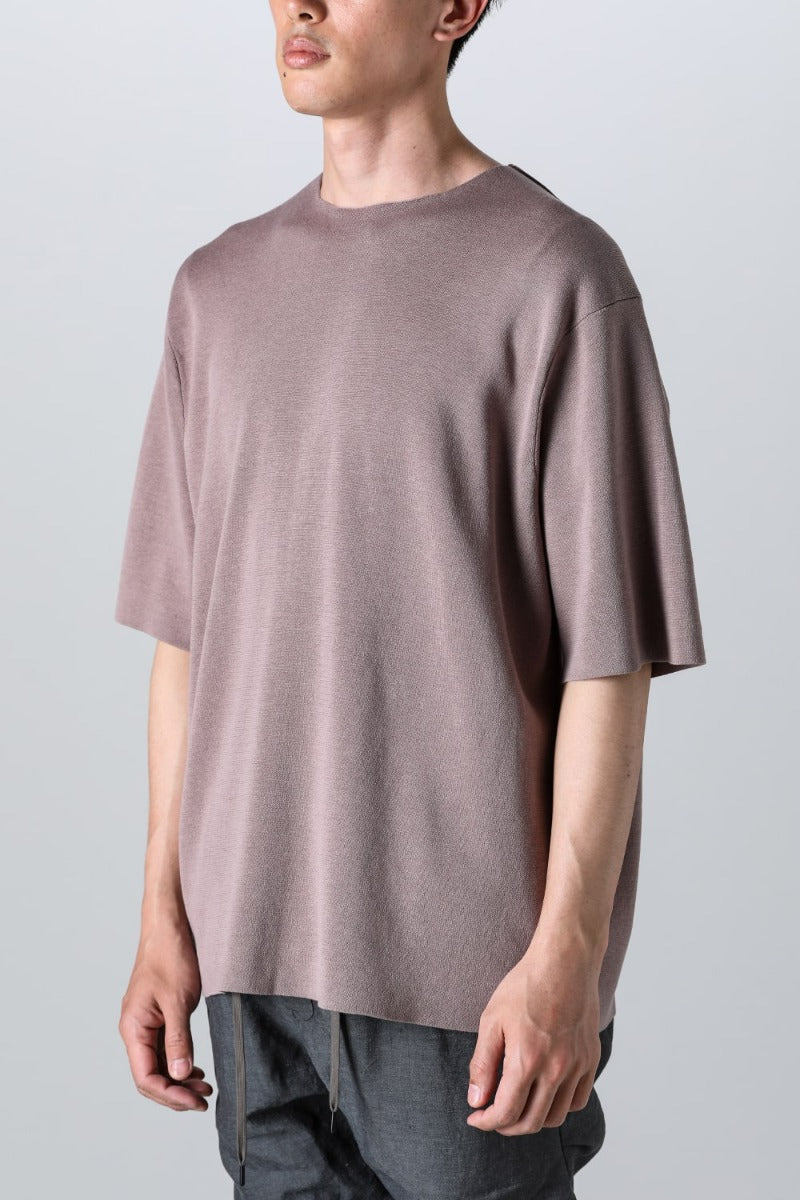 Knit short sleeve cotton / silk / linen Gray