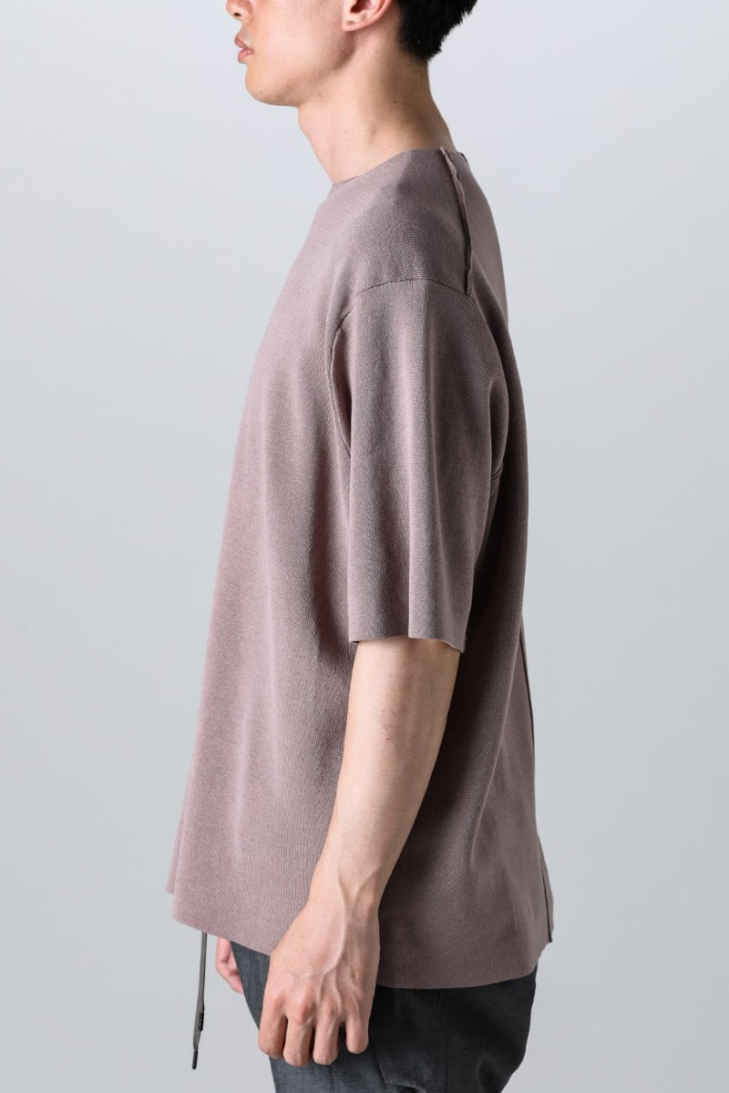 Knit short sleeve cotton / silk / linen Gray