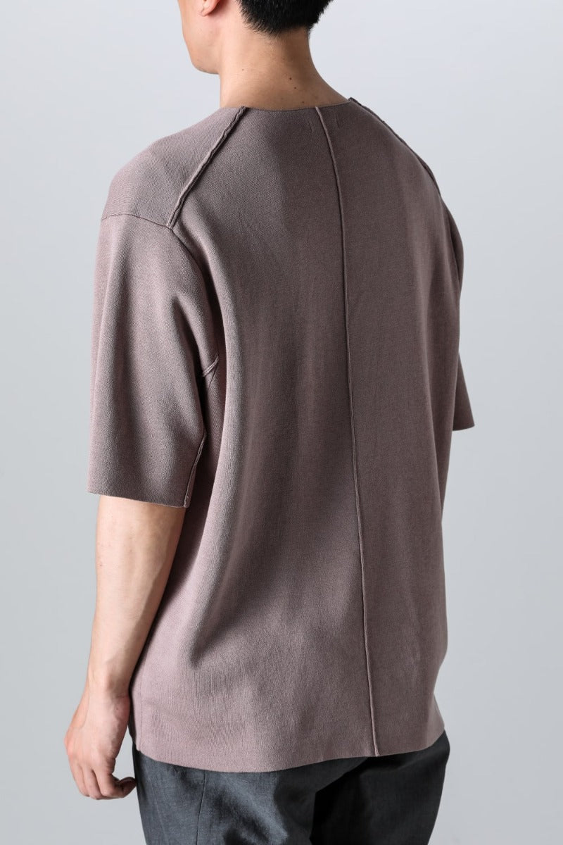 Knit short sleeve cotton / silk / linen Gray