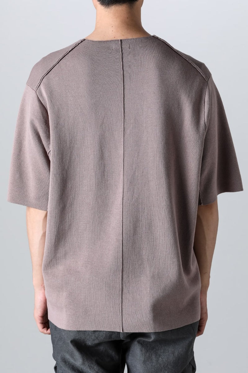 Knit short sleeve cotton / silk / linen Gray