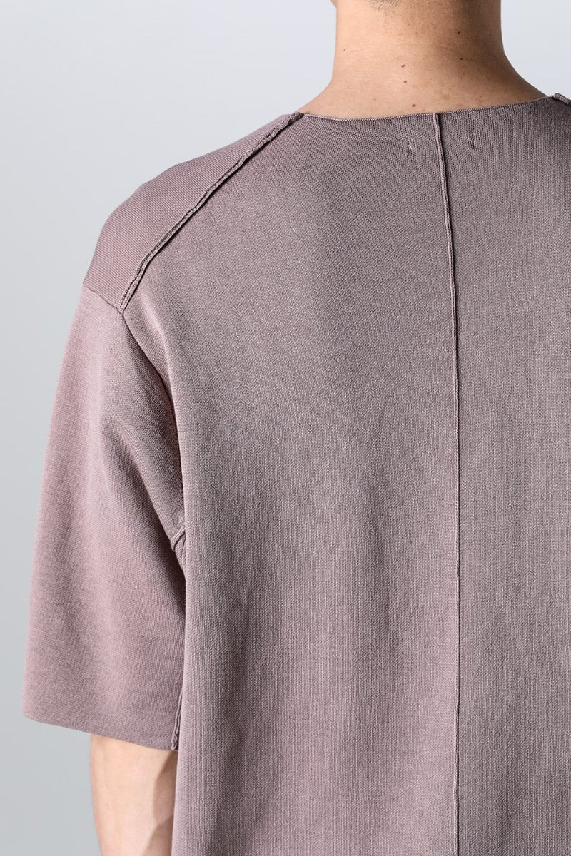 Knit short sleeve cotton / silk / linen Gray