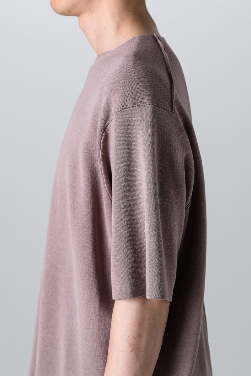 Knit short sleeve cotton / silk / linen Gray