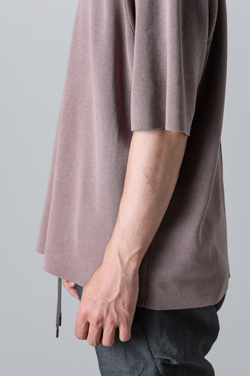 Knit short sleeve cotton / silk / linen Gray
