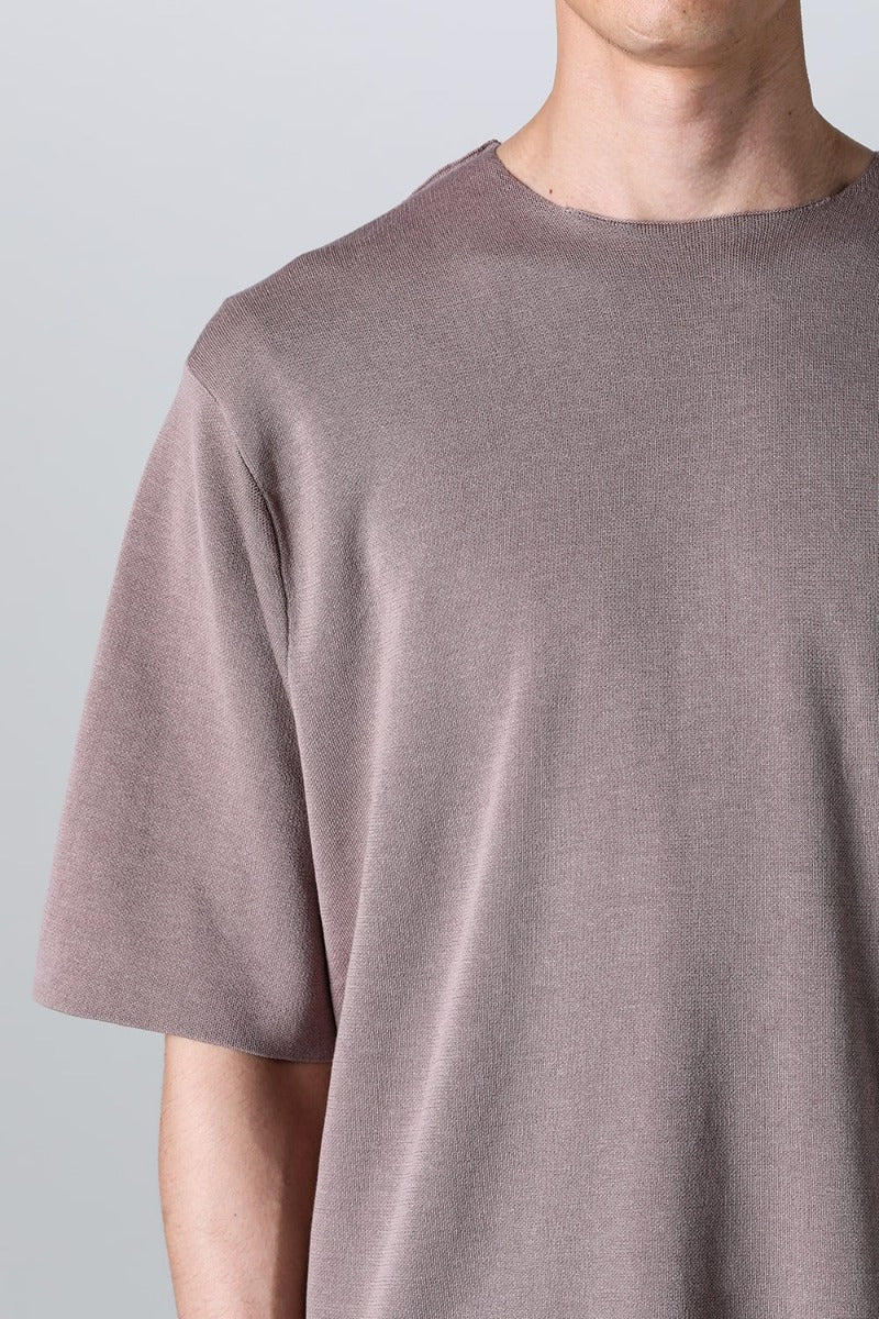Knit short sleeve cotton / silk / linen Gray