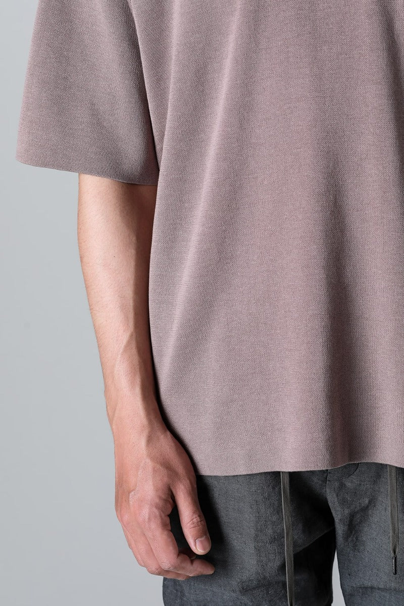 Knit short sleeve cotton / silk / linen Gray
