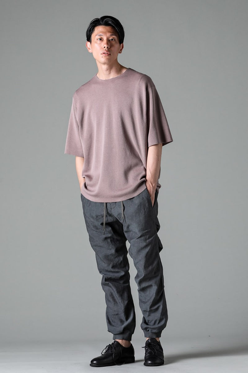 Knit short sleeve cotton / silk / linen Gray