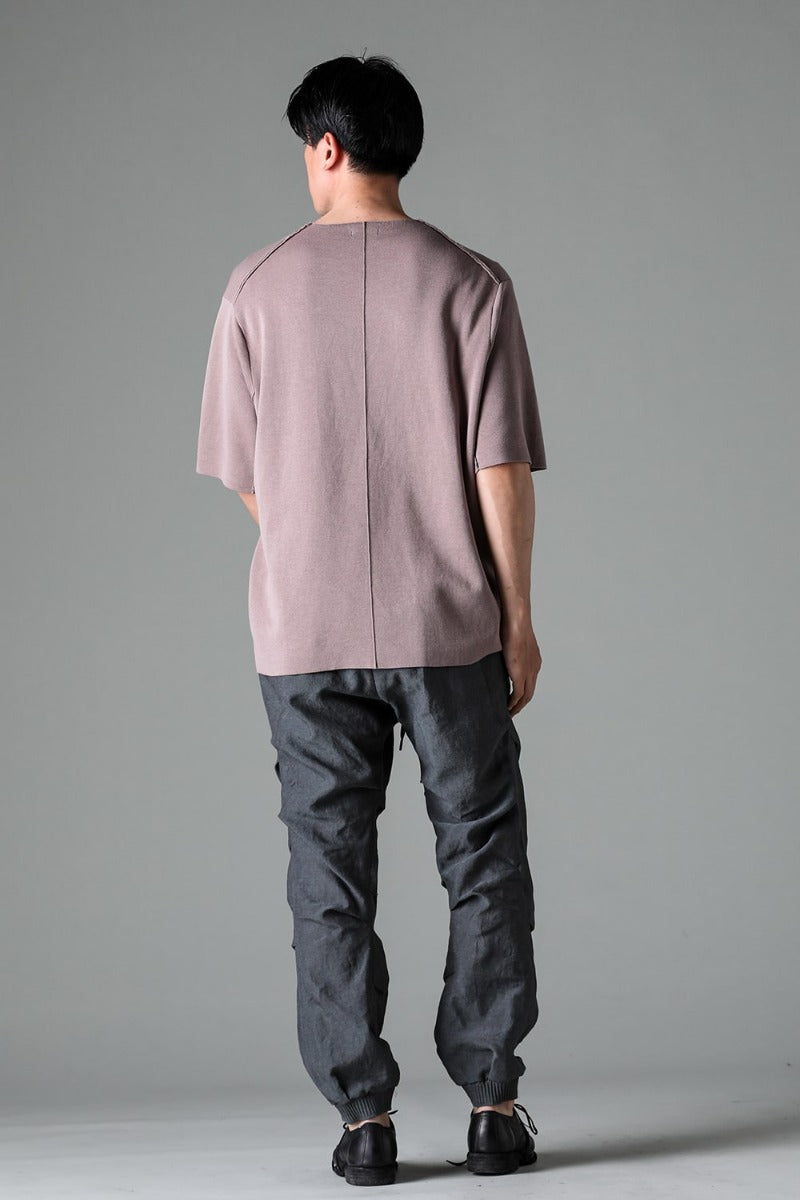 Knit short sleeve cotton / silk / linen Gray