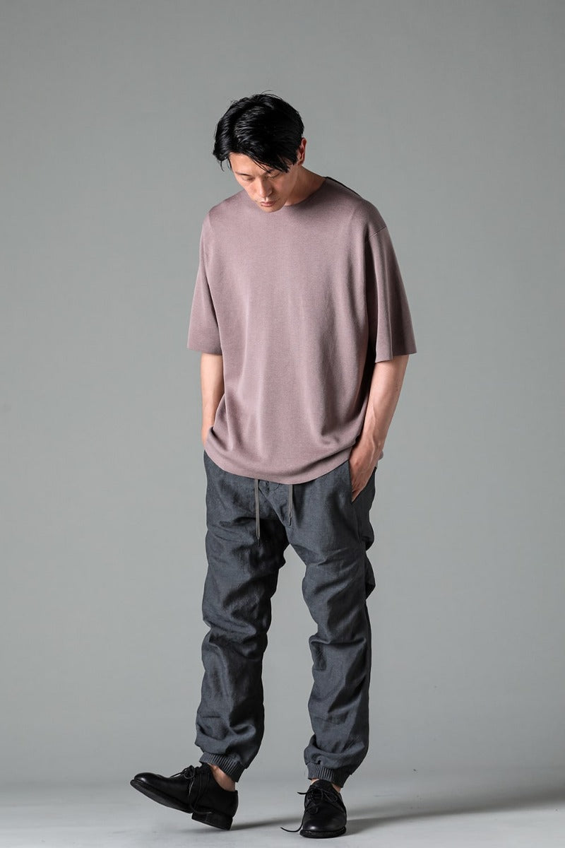 Knit short sleeve cotton / silk / linen Gray