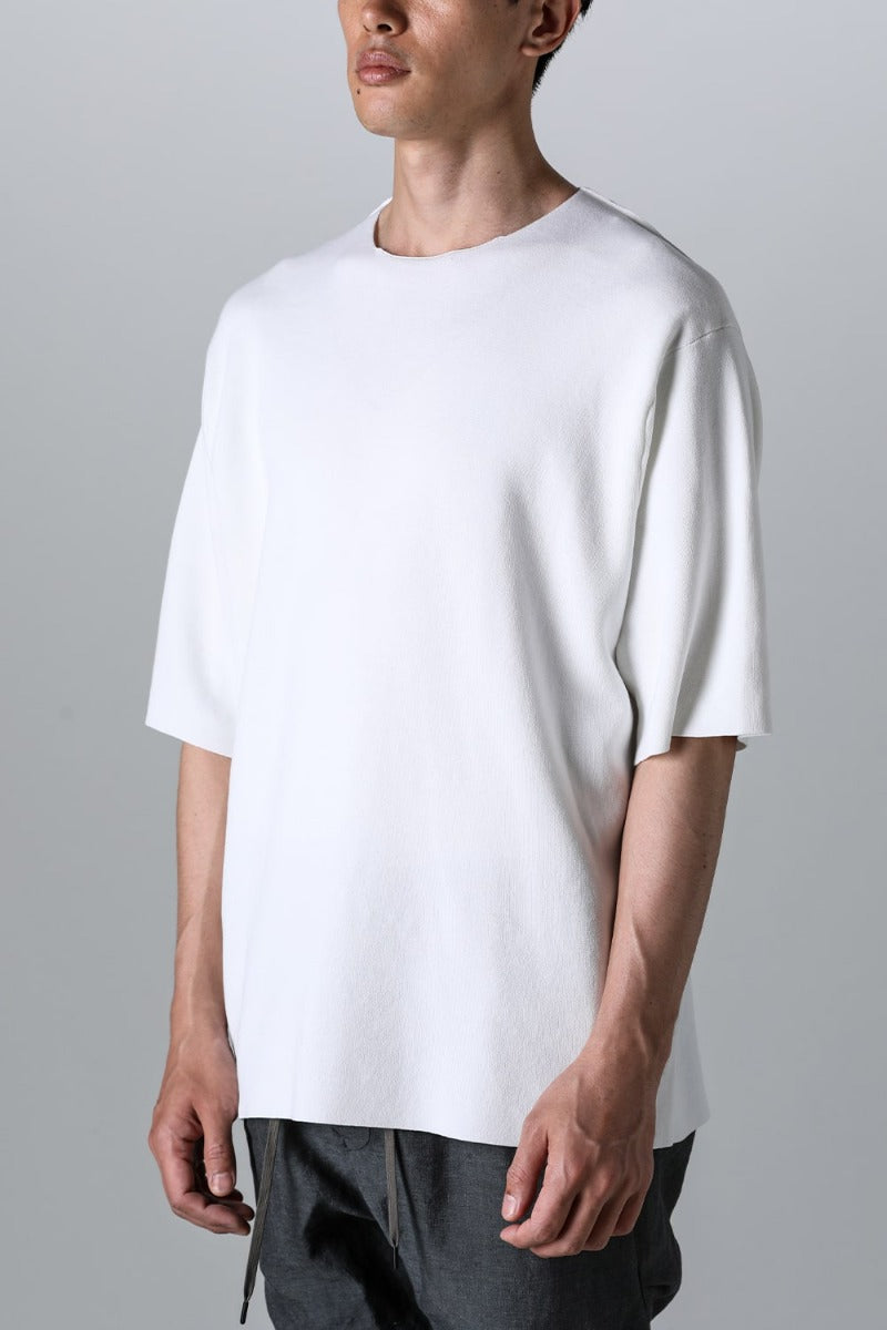 Knit short sleeve cotton / silk / linen White