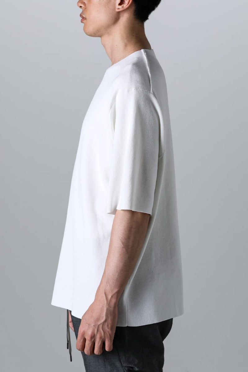 Knit short sleeve cotton / silk / linen White