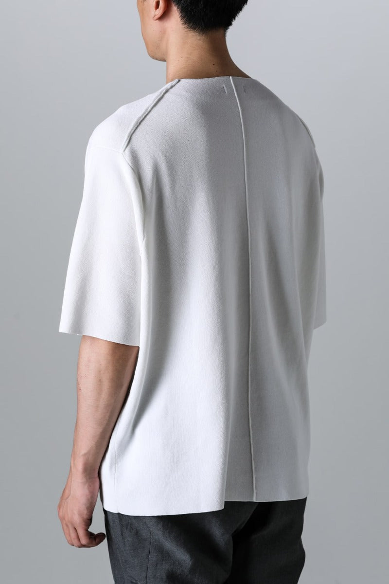 Knit short sleeve cotton / silk / linen White
