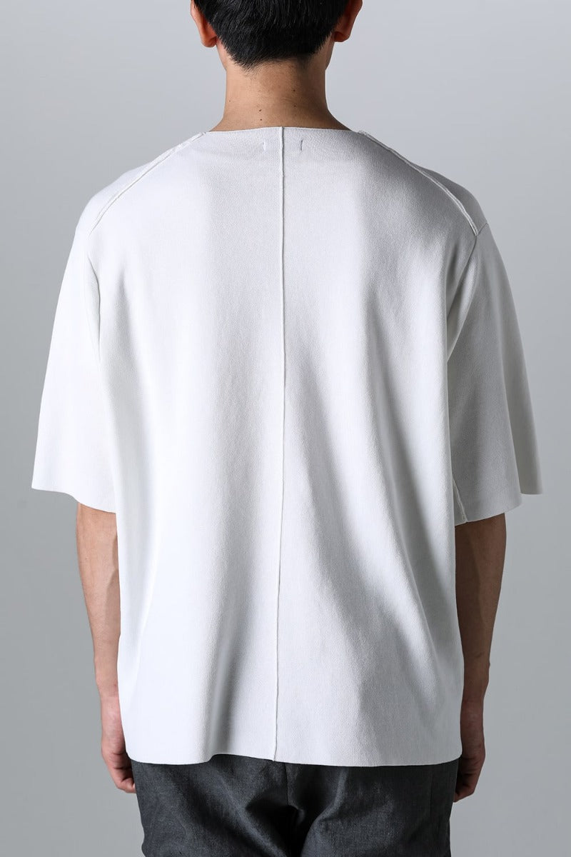 Knit short sleeve cotton / silk / linen White