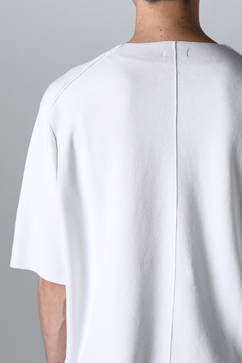 Knit short sleeve cotton / silk / linen White