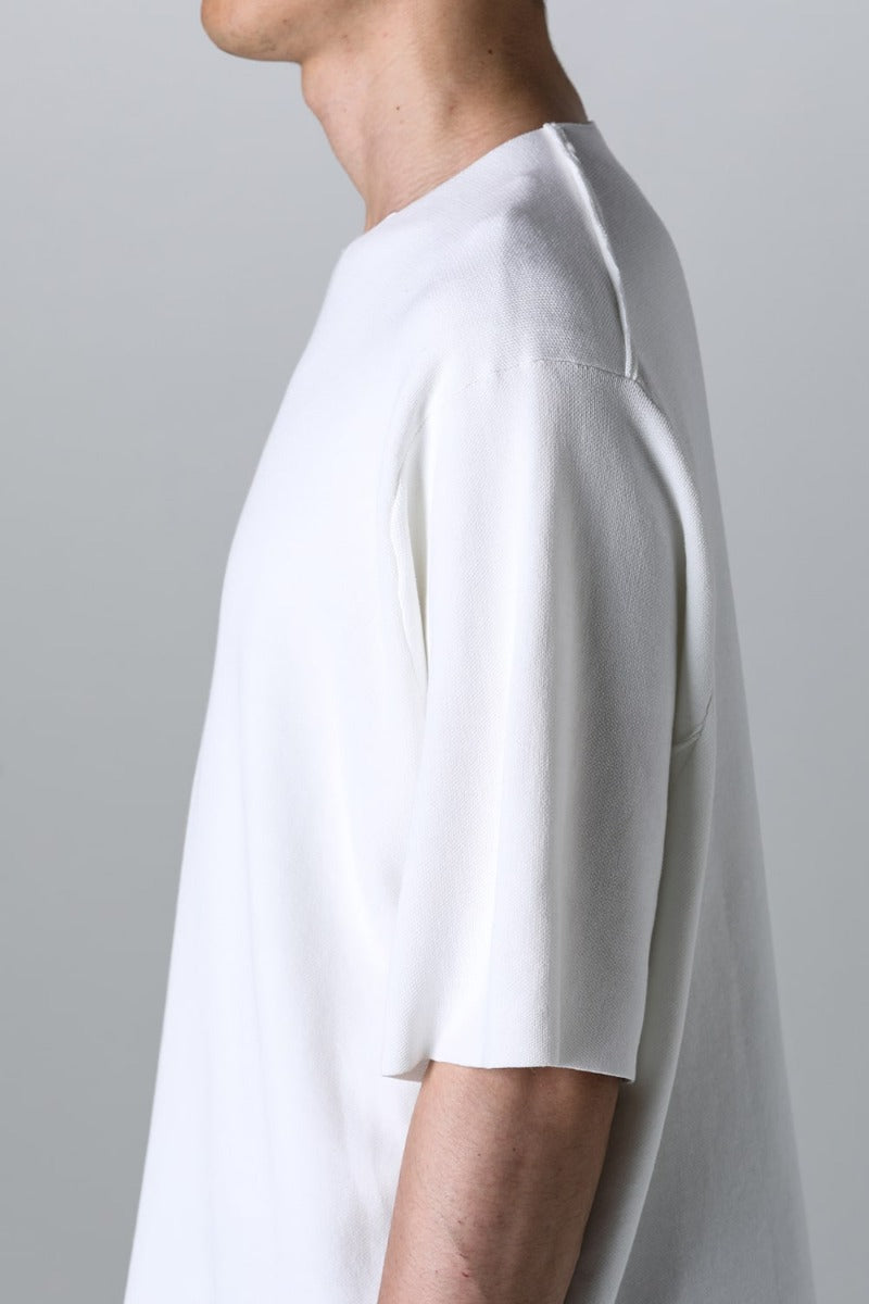 Knit short sleeve cotton / silk / linen White