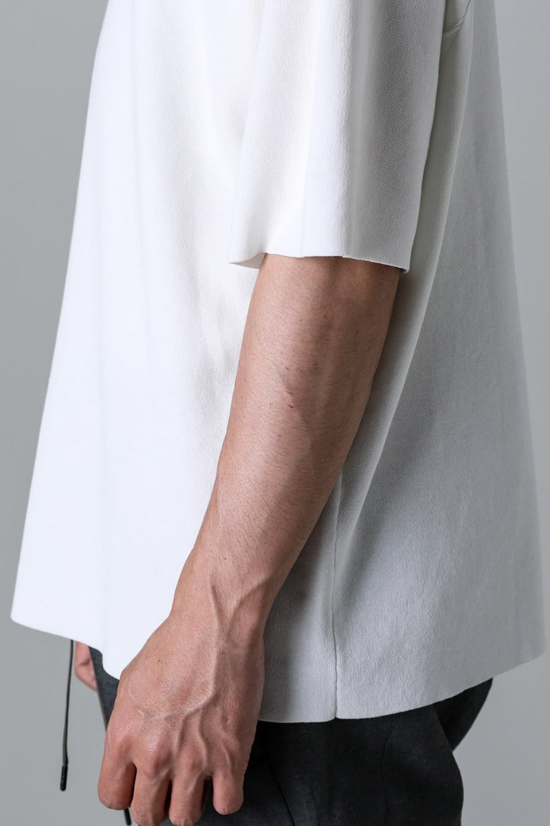 Knit short sleeve cotton / silk / linen White