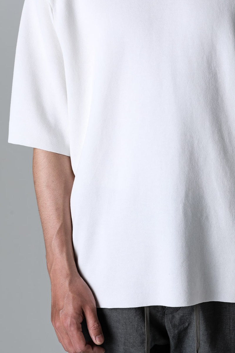 Knit short sleeve cotton / silk / linen White