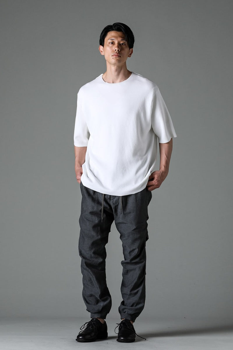 Knit short sleeve cotton / silk / linen White