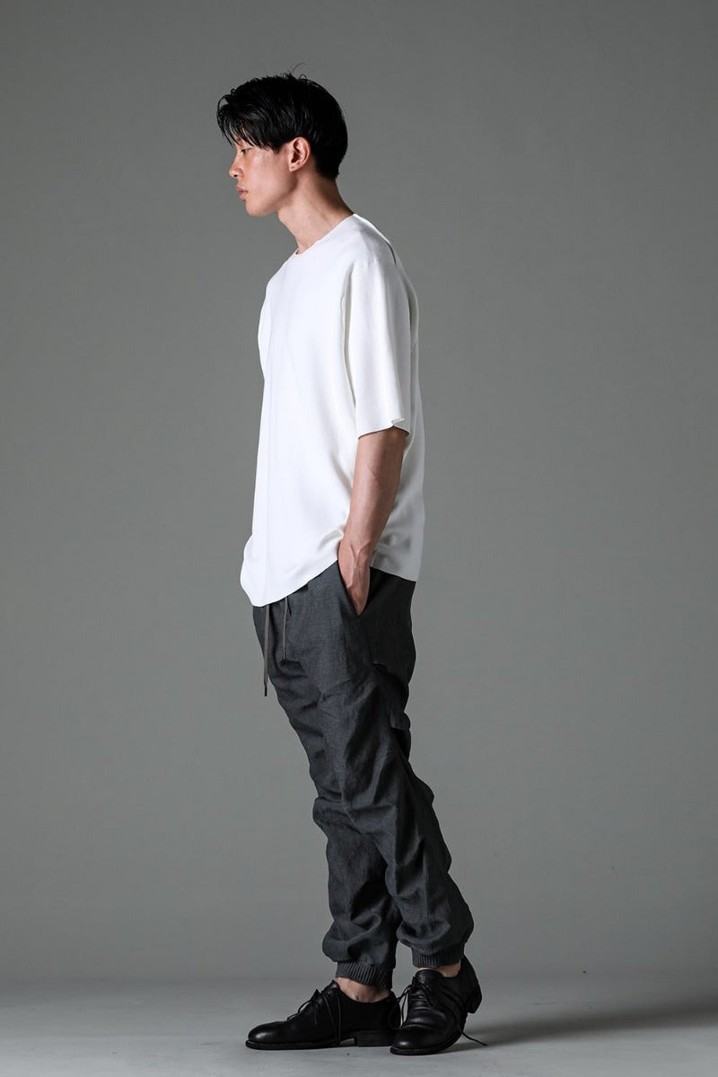 Knit short sleeve cotton / silk / linen White