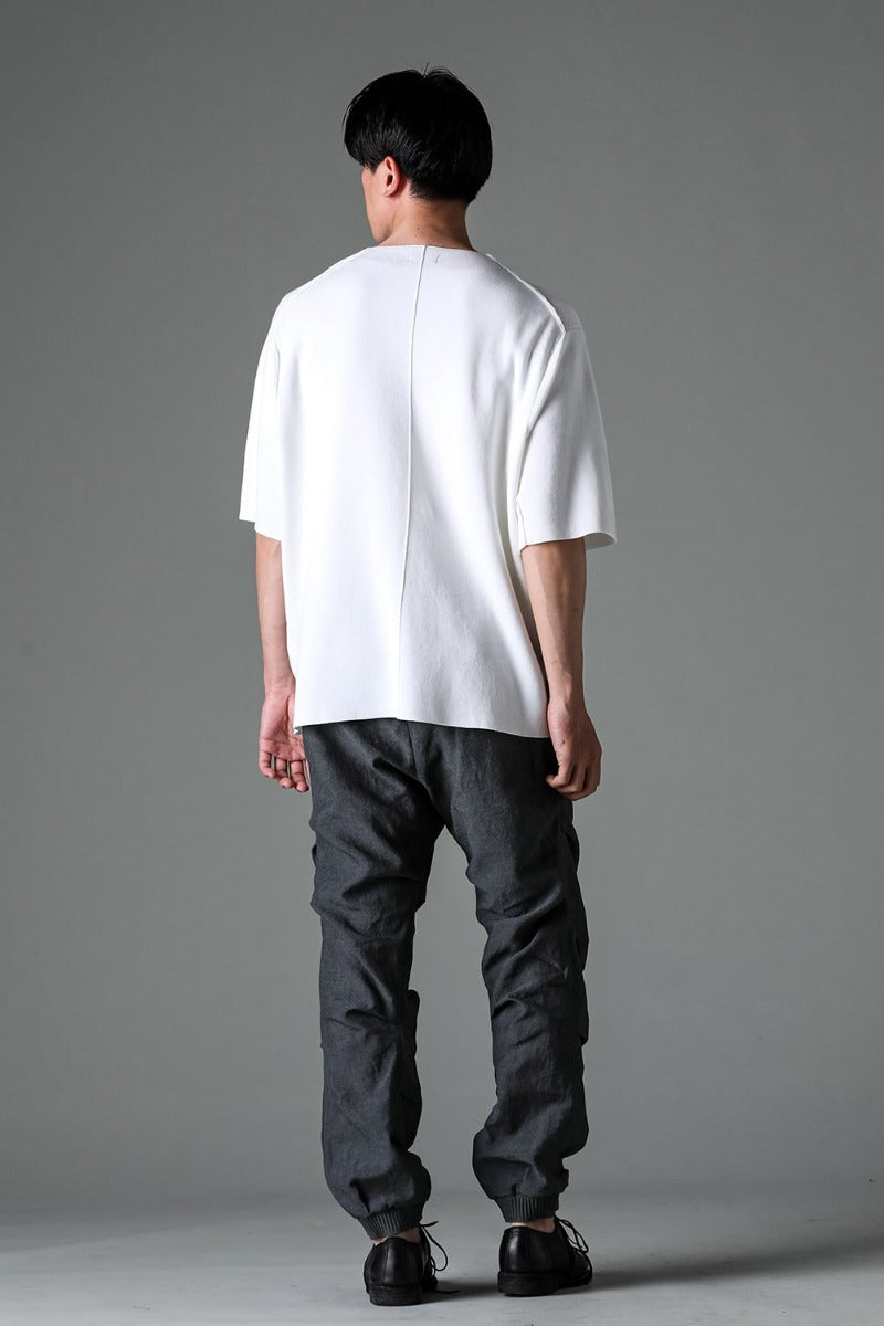 Knit short sleeve cotton / silk / linen White