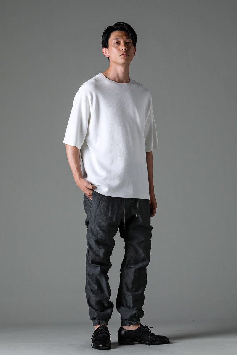 Knit short sleeve cotton / silk / linen White