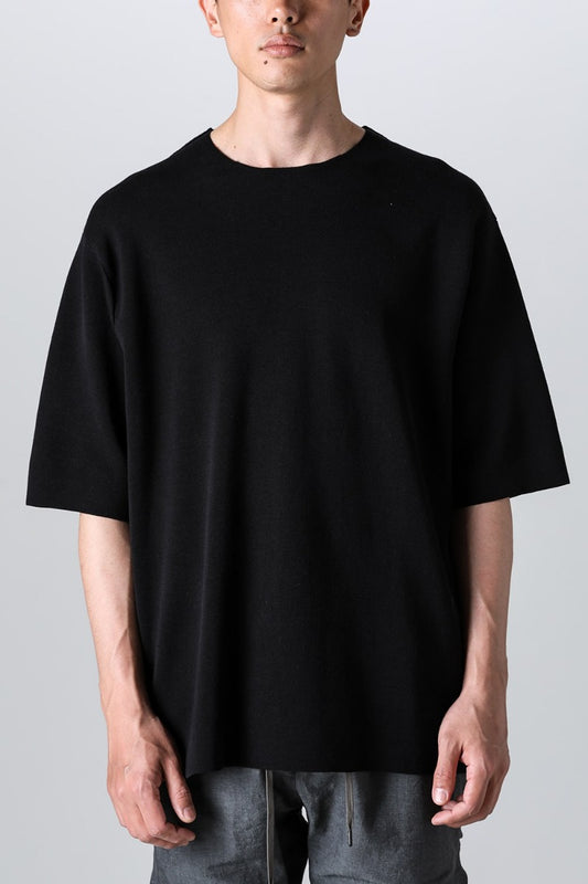 Knit short sleeve cotton / silk / linen Black
