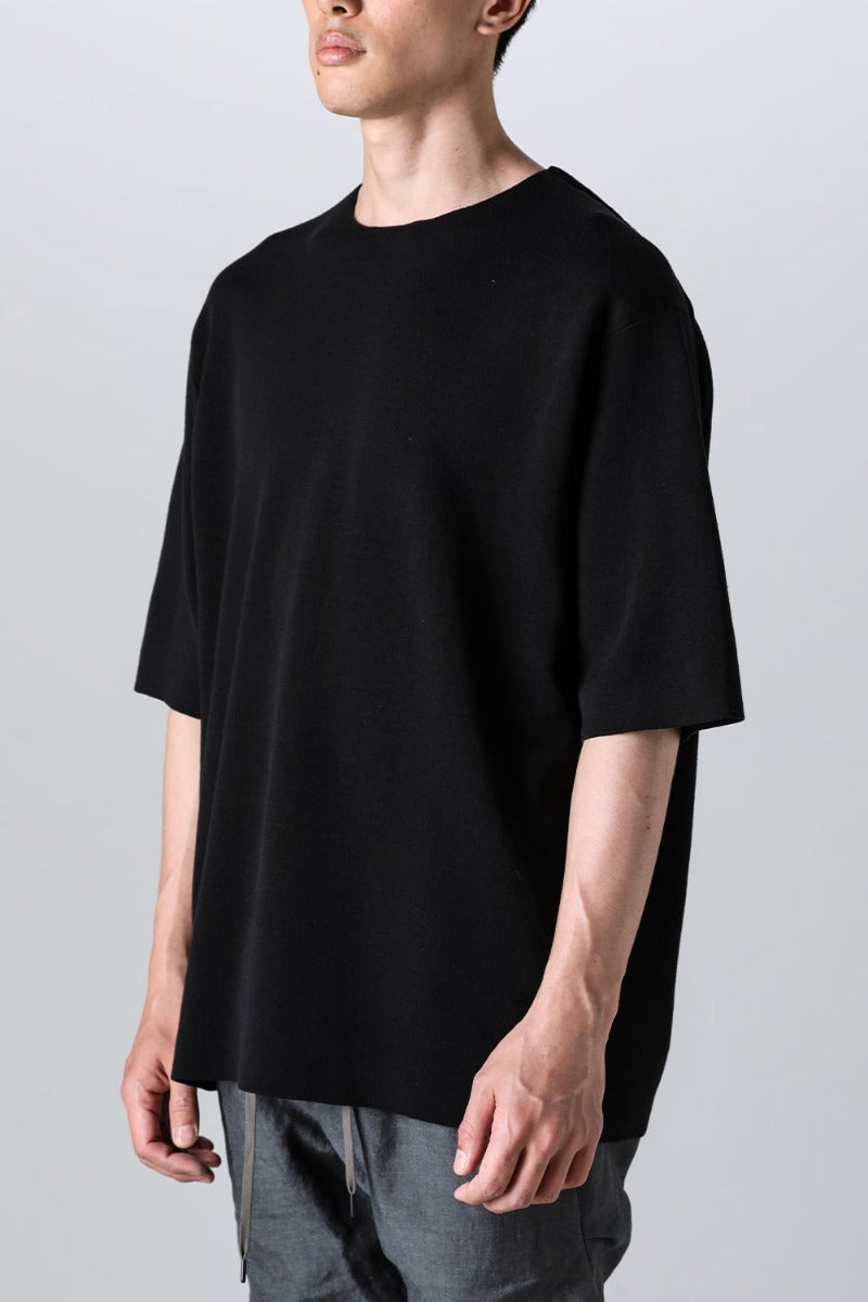 Knit short sleeve cotton / silk / linen Black