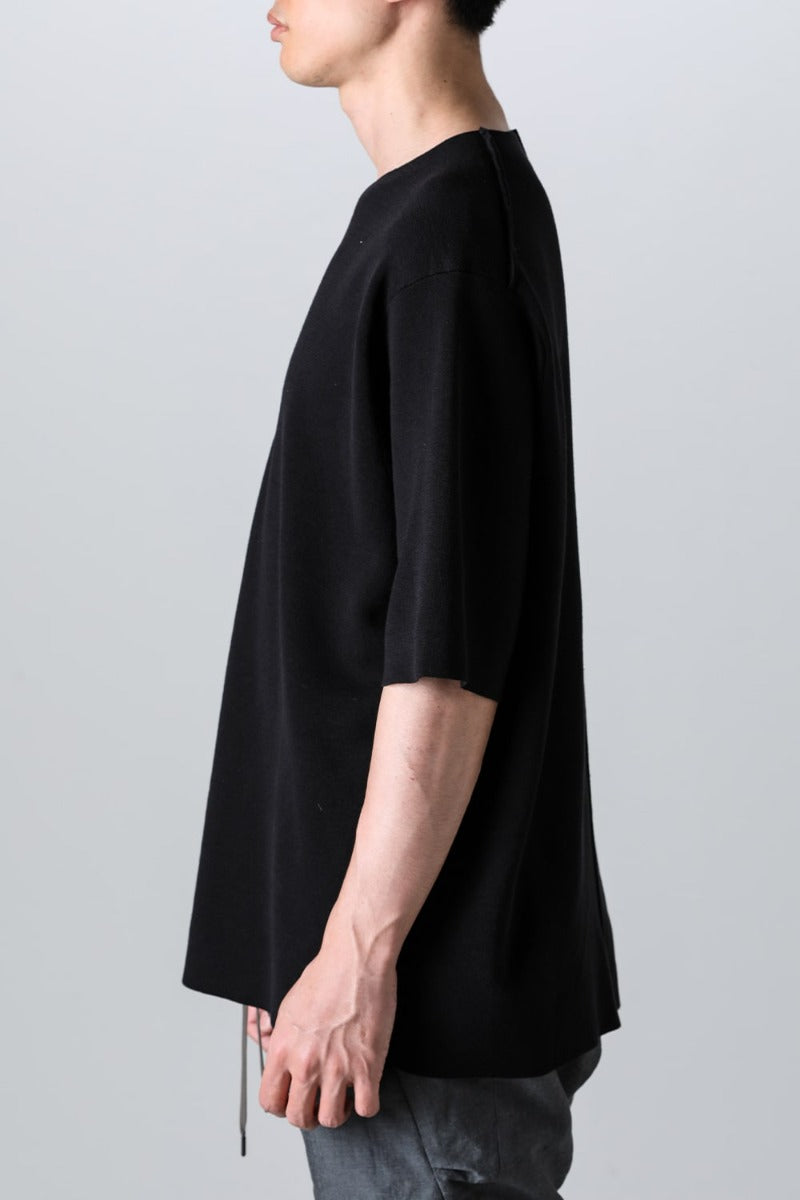 Knit short sleeve cotton / silk / linen Black