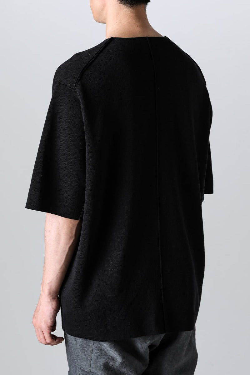 Knit short sleeve cotton / silk / linen Black