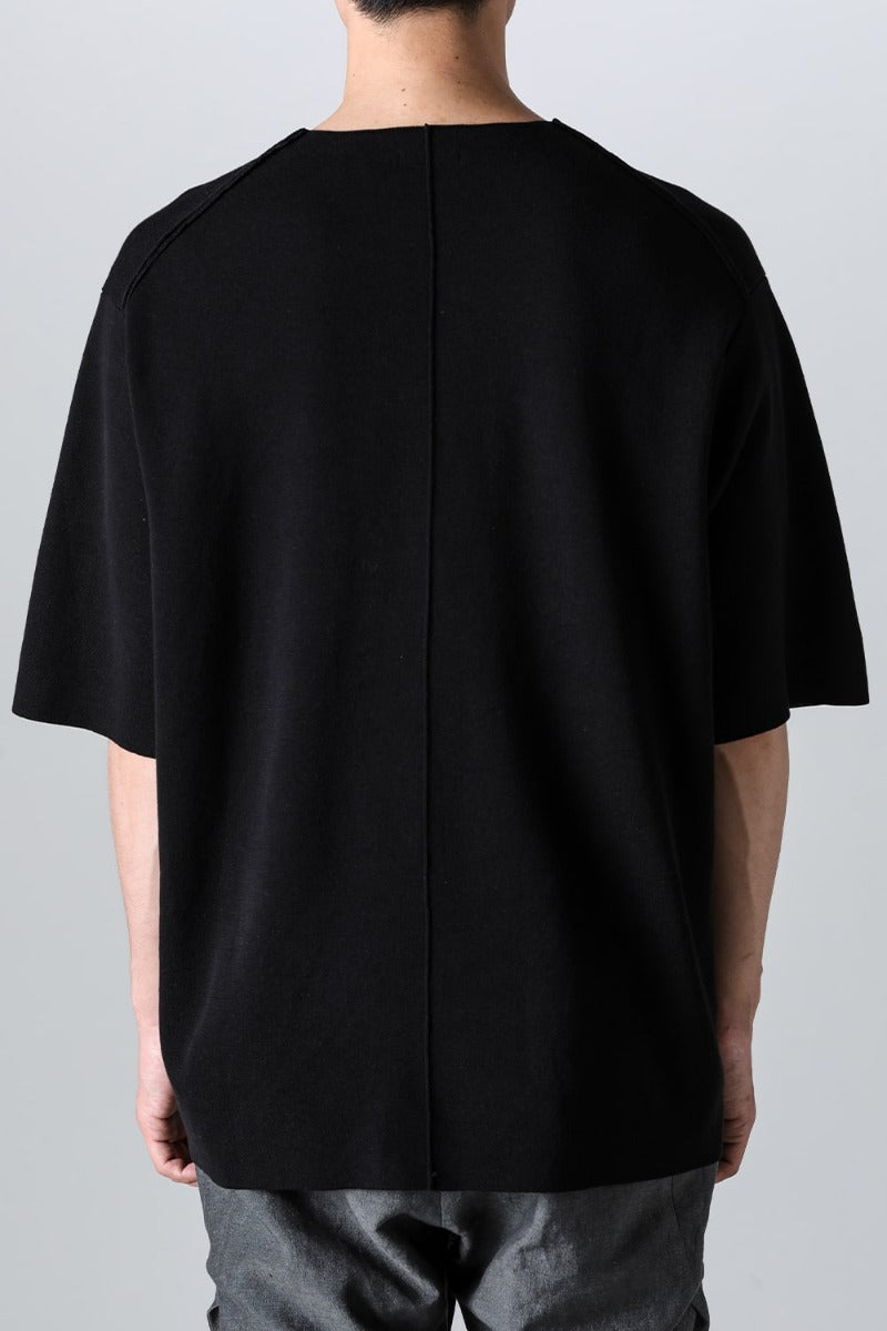 Knit short sleeve cotton / silk / linen Black