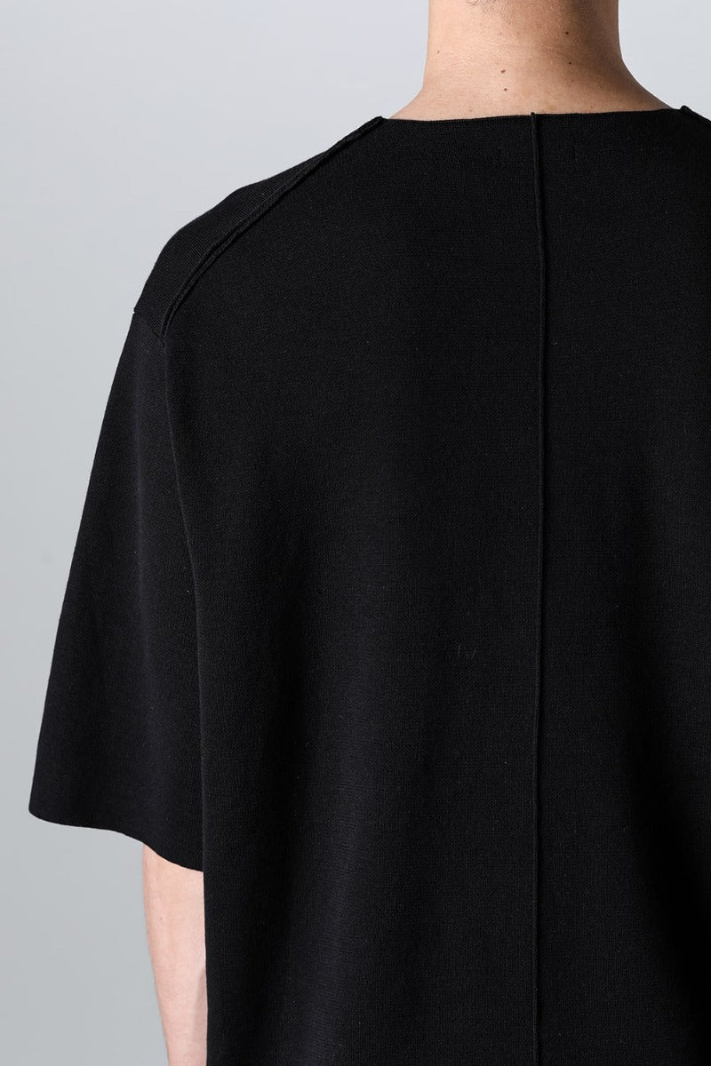Knit short sleeve cotton / silk / linen Black