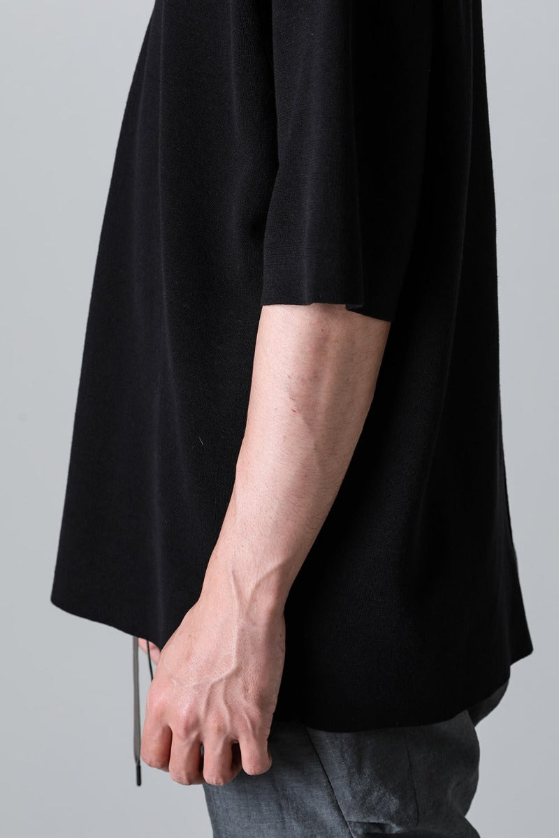 Knit short sleeve cotton / silk / linen Black
