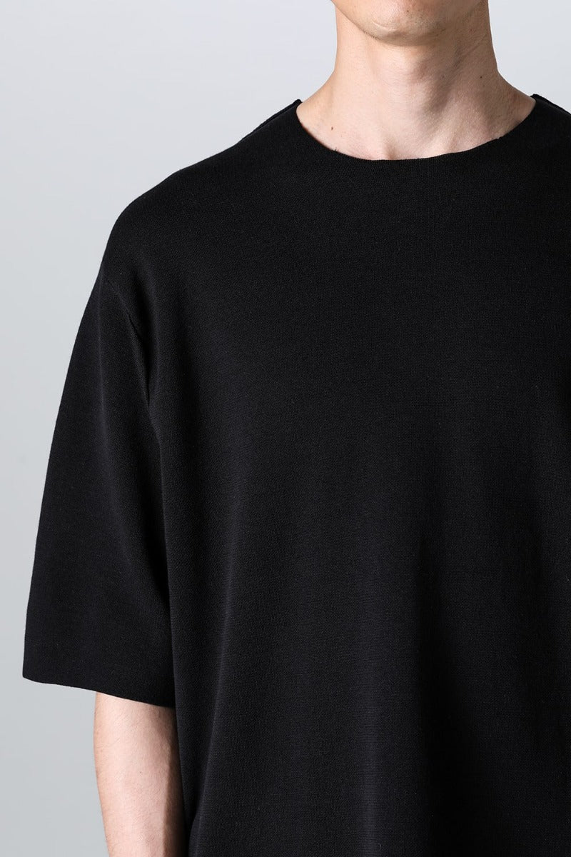 Knit short sleeve cotton / silk / linen Black