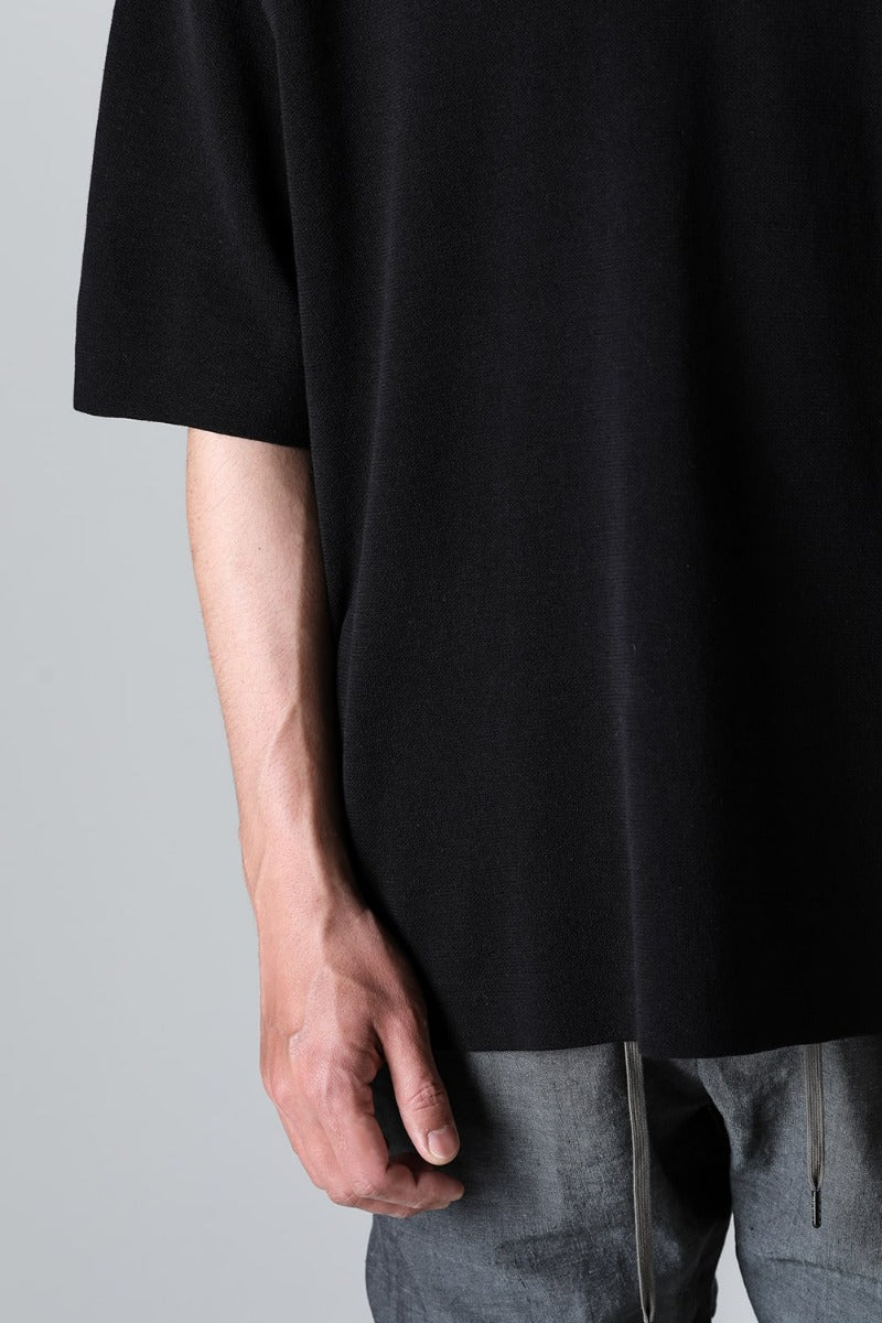 Knit short sleeve cotton / silk / linen Black