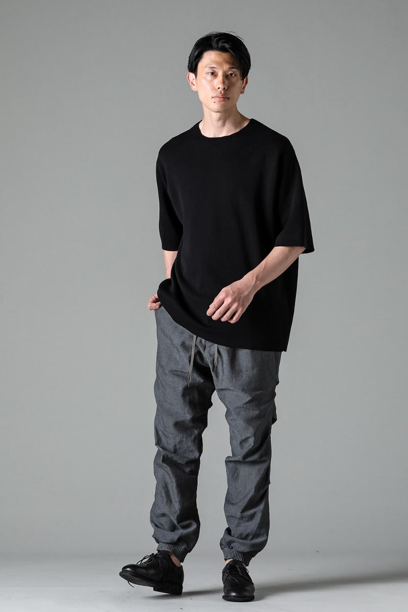 Knit short sleeve cotton / silk / linen Black