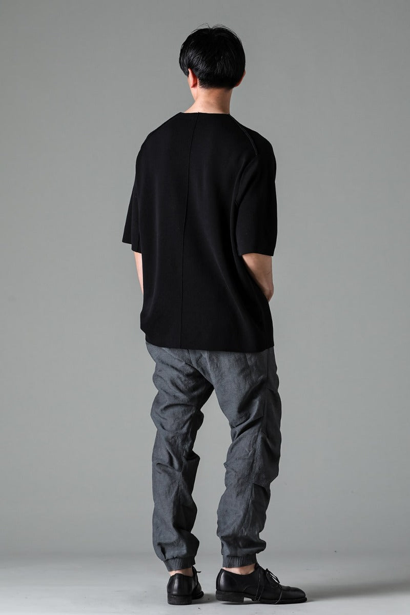 Knit short sleeve cotton / silk / linen Black