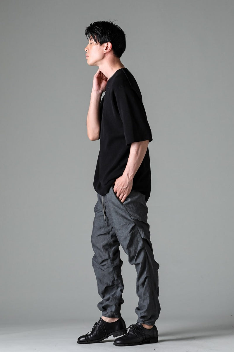 Knit short sleeve cotton / silk / linen Black
