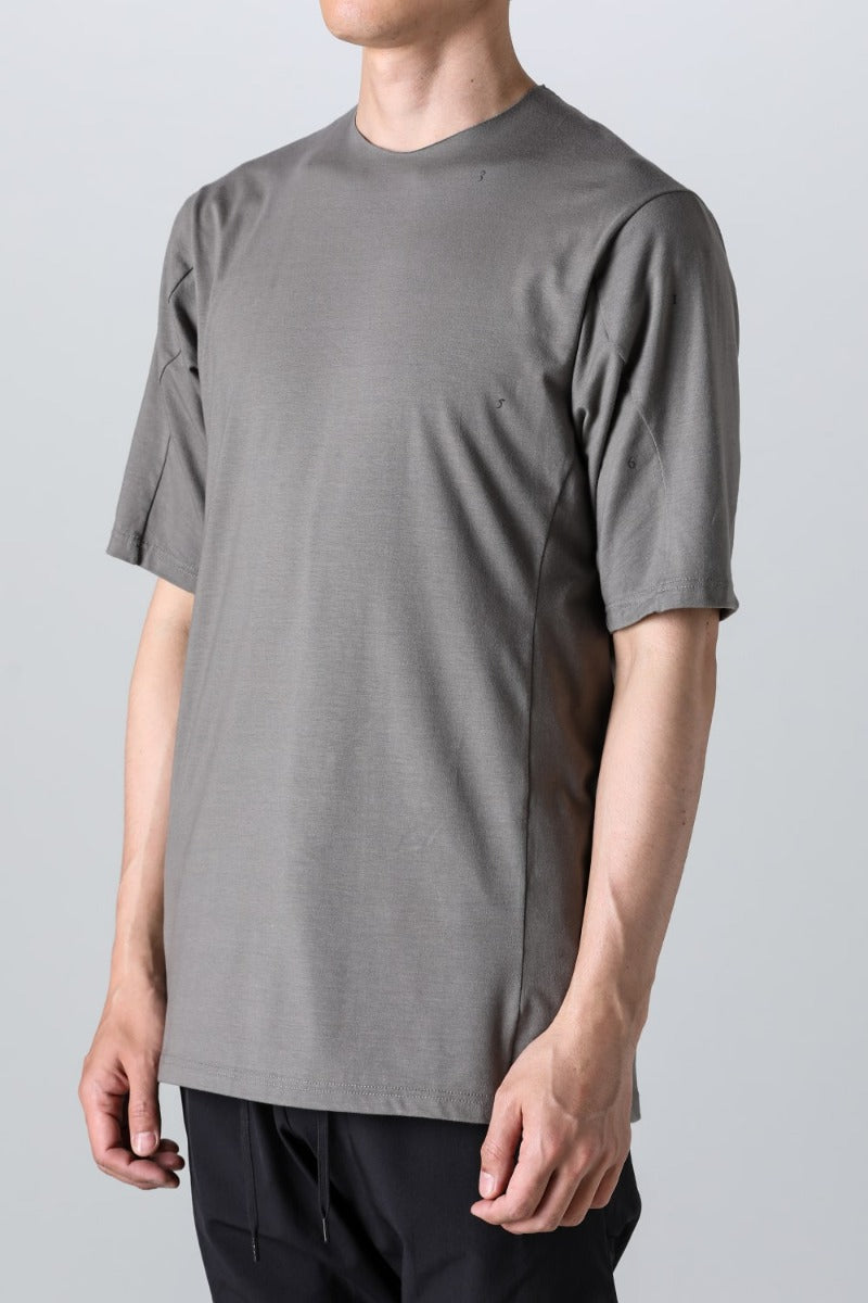 Print Short sleeve cotton stretch jersey Mud Gray