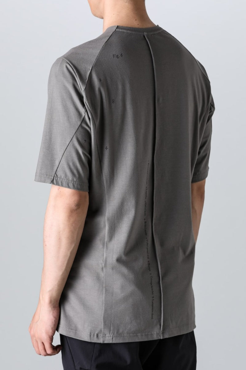 Print Short sleeve cotton stretch jersey Mud Gray