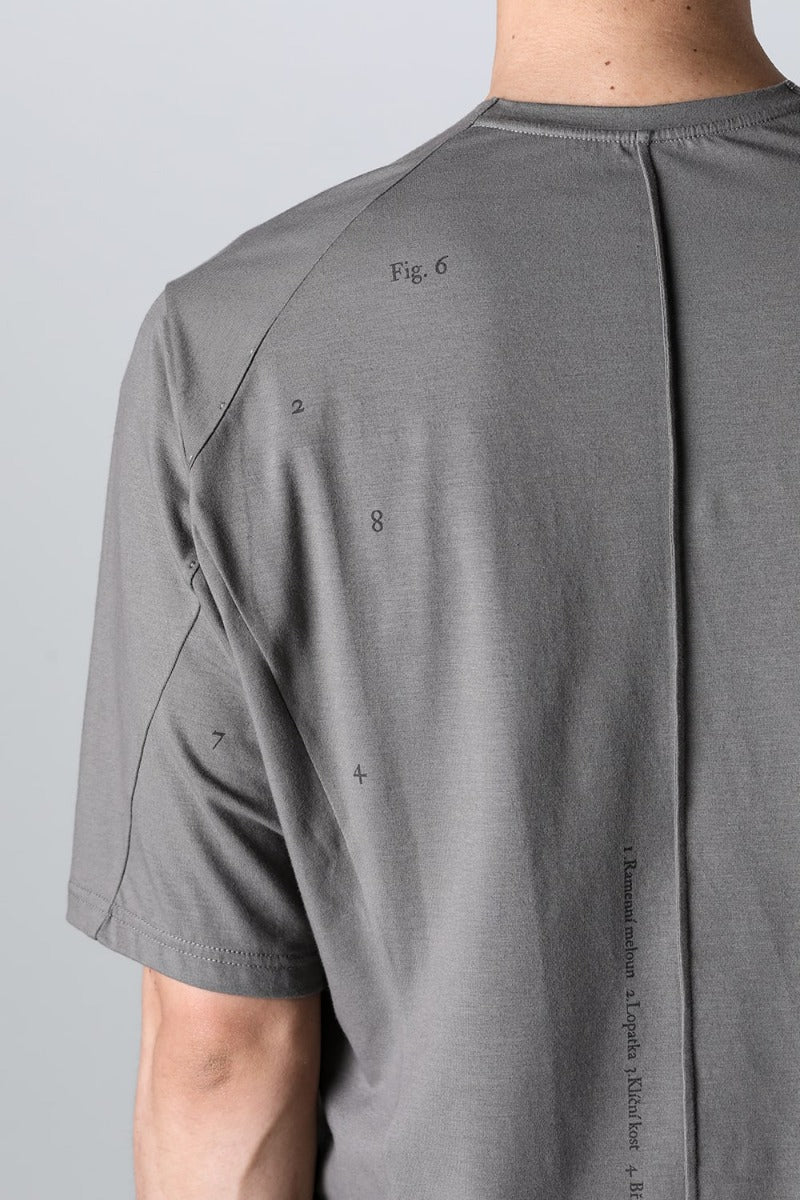 Print Short sleeve cotton stretch jersey Mud Gray