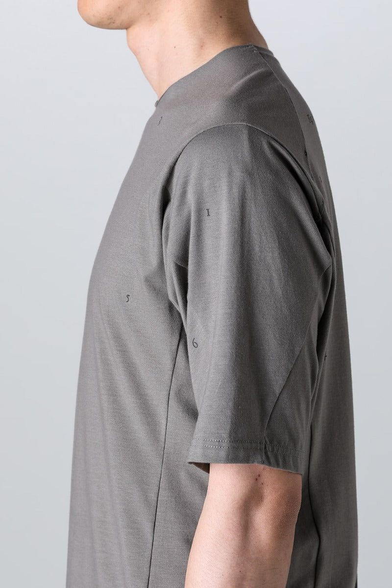 Print Short sleeve cotton stretch jersey Mud Gray