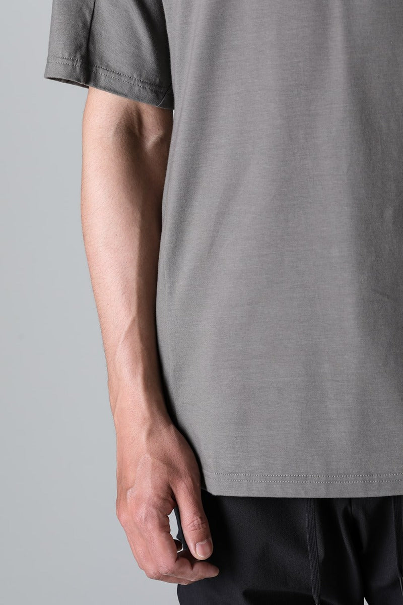 Print Short sleeve cotton stretch jersey Mud Gray