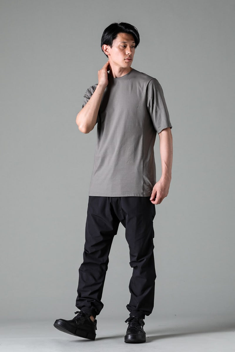 Print Short sleeve cotton stretch jersey Mud Gray