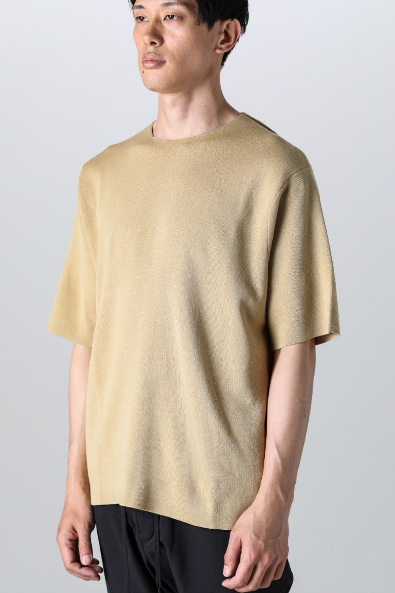 Knit short sleeve cotton / silk / linen Mastard