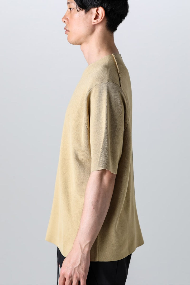 Knit short sleeve cotton / silk / linen Mastard