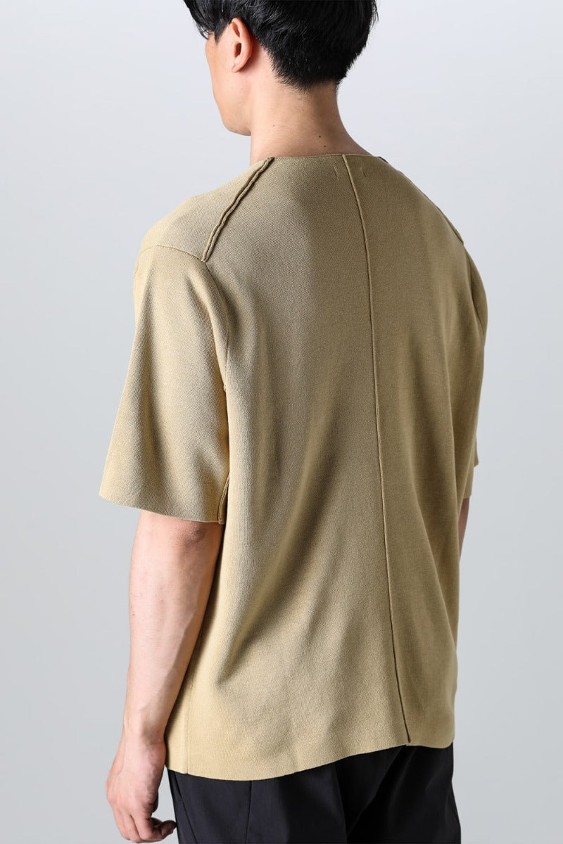 Knit short sleeve cotton / silk / linen Mastard