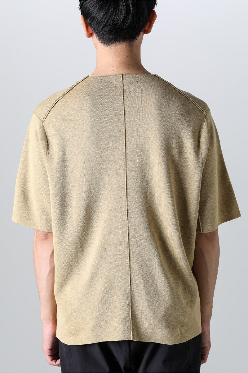 Knit short sleeve cotton / silk / linen Mastard