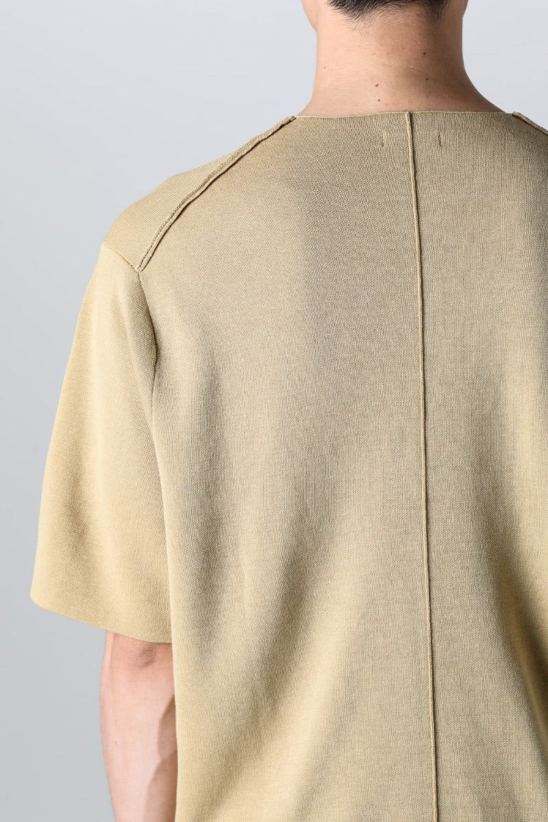 Knit short sleeve cotton / silk / linen Mastard