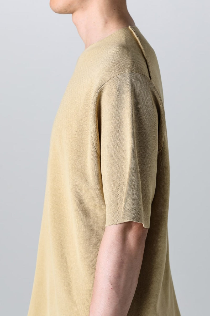 Knit short sleeve cotton / silk / linen Mastard